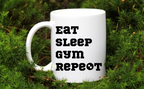 Kubek biały z nadrukiem „Eat Sleep Gym Repeat” – na prezent, siłownia #7