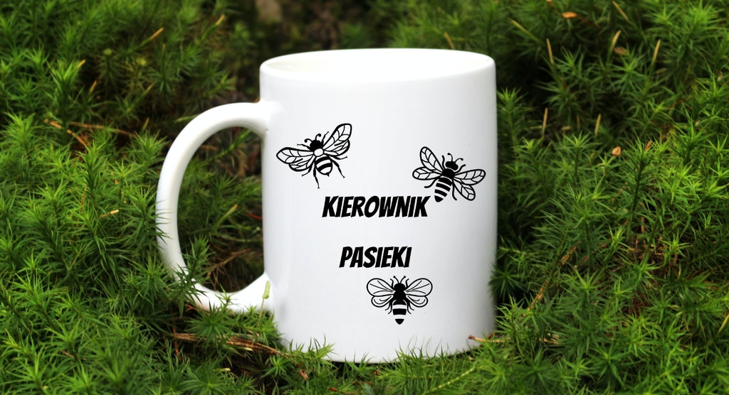 Kubek biały dla pszczelarza "Kierownik pasieki" #2