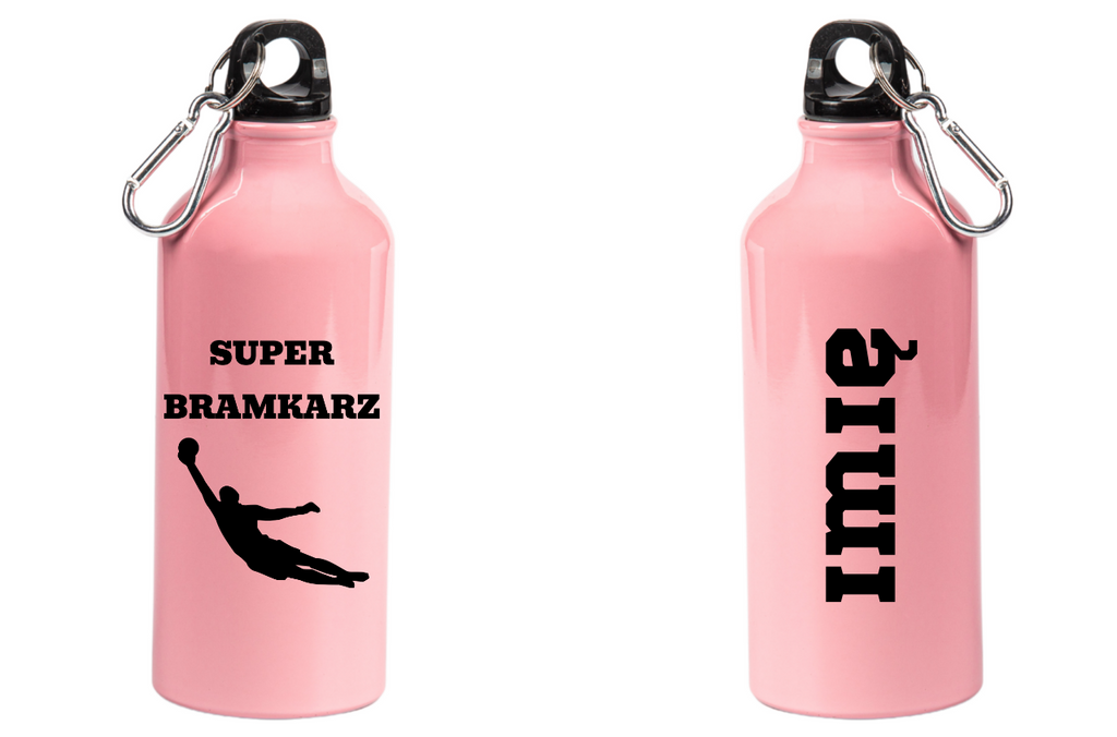 Butelka różowa 600 ml z napisem "Super Bramkarz" #13
