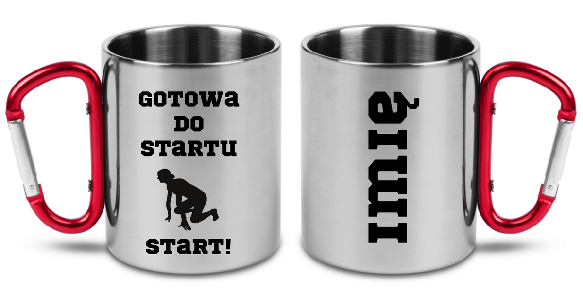 Kubek z czerwonym karabińczykiem dla miłośniczki biegania #5