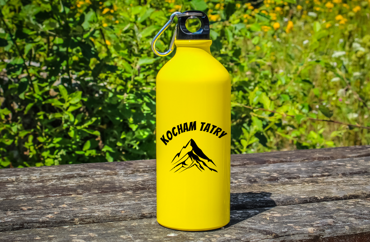 Butelka żółta 600 ml z nadrukiem "Kocham Tatry" – góry, Zakopane, Podhale #1