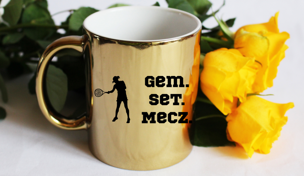 Kubek złoty 330 ml z napisem "GEM SET MECZ" – damski #4