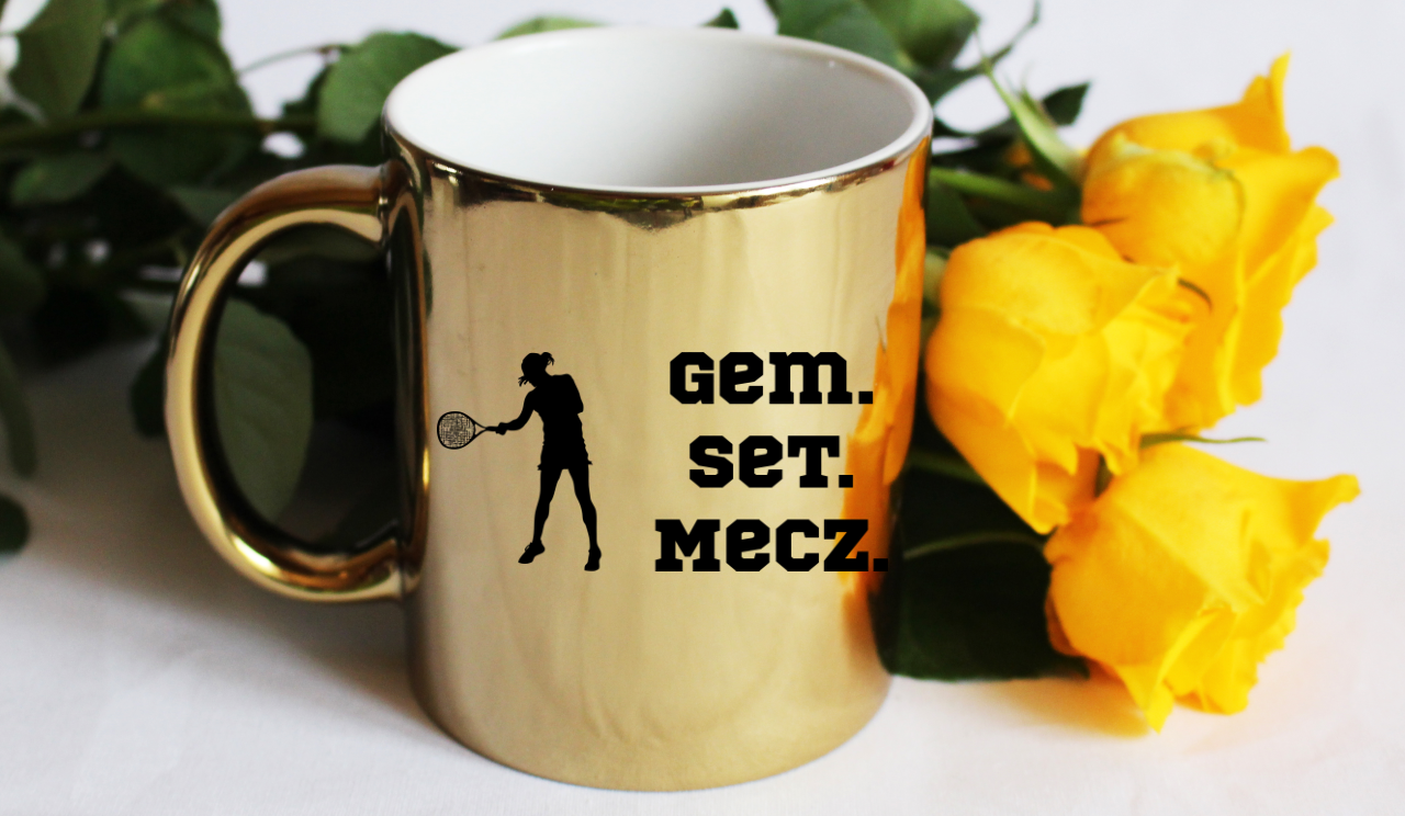 Kubek złoty 330 ml z napisem "GEM SET MECZ" – damski #4