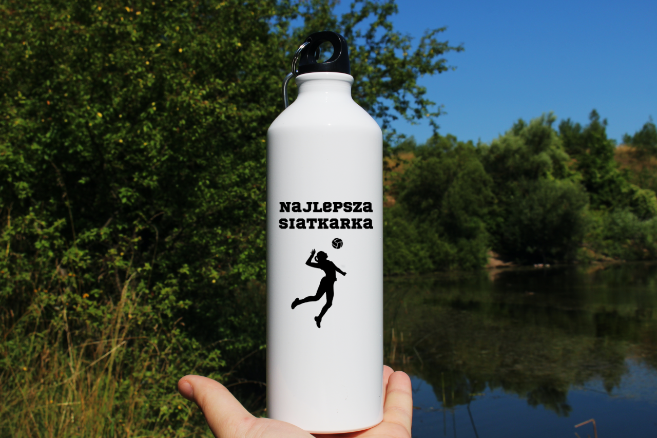 Butelka biała 800 ml z nadrukiem "Najlepsza Siatkarka" – siatkówka #6