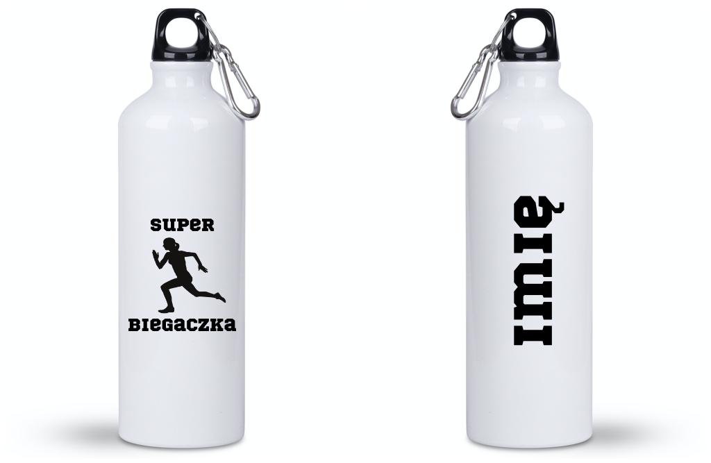 Bidon biały 800 ml z nadrukiem "Super Biegaczka" – bieganie #8