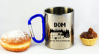 Kubek z niebieskim karabińczykiem i nadrukiem „Dom jest tam, gdzie go zaparkujesz” – camping, camper #6