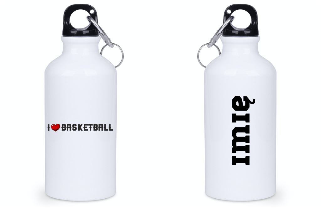 Bidon biały 400 ml z nadrukiem "I LOVE BASKETBALL" #1