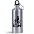 Bidon srebrny 500 ml na rower z grafiką roweru i dowolnym imieniem #1