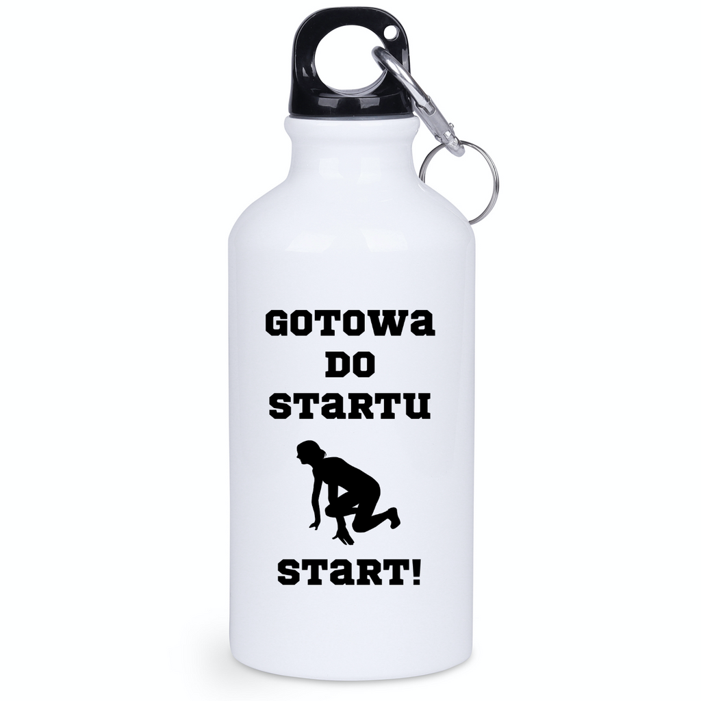 Bidon biały 400 ml dla biegaczki – nadruk "Gotowa do startu, start!" – bieganie #5