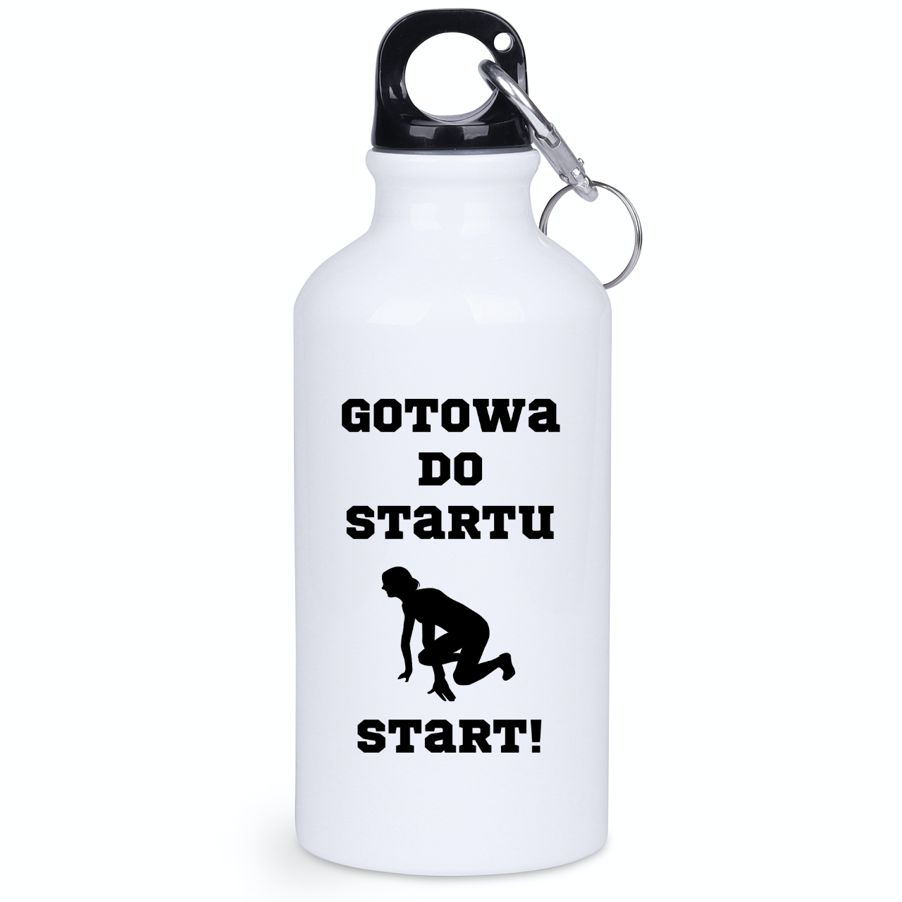 Bidon biały 400 ml dla biegaczki – nadruk "Gotowa do startu, start!" – bieganie #5