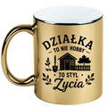 Kubek złoty z nadrukiem „Działka to nie hobby, to styl życia” – działka, ogród #4