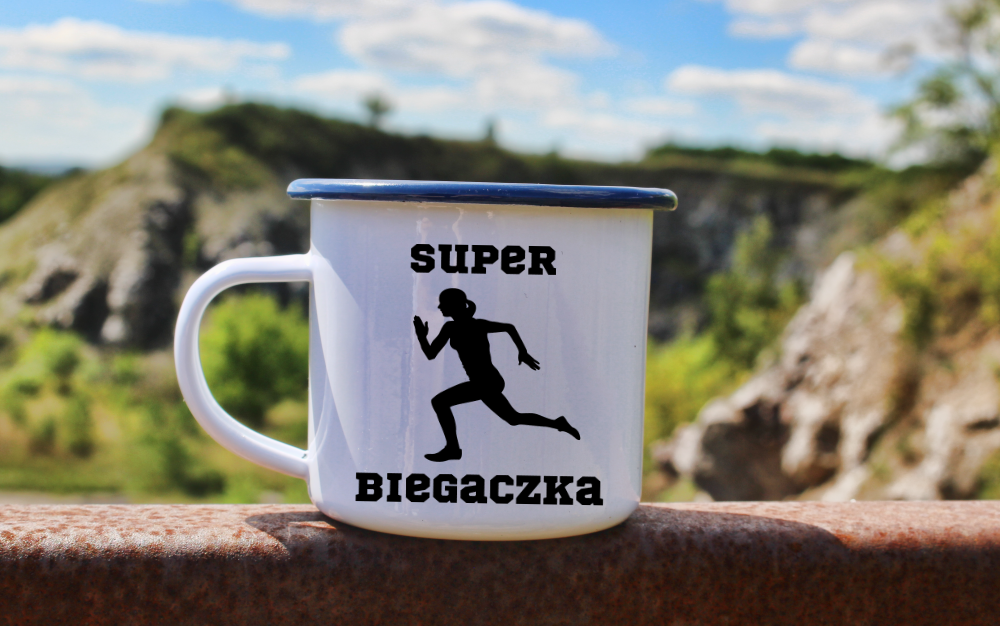 Kubek emaliowany dla biegaczki – z nadrukiem "Super Biegaczka" – bieganie #8