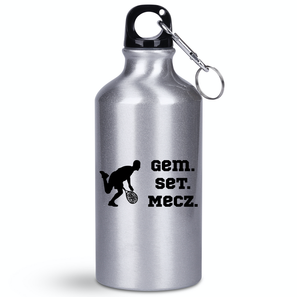 Butelka srebrna 400 ml z napisem "Gem Set Mecz" – męska #6