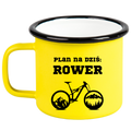 Kubek emaliowany żółty z nadrukiem "Plan na dziś: Rower" – rower #9