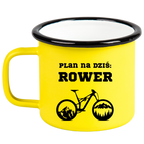 Kubek emaliowany żółty z nadrukiem "Plan na dziś: Rower" – rower #9