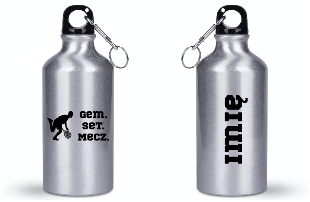 Butelka srebrna 400 ml z napisem "Gem Set Mecz" – męska #6