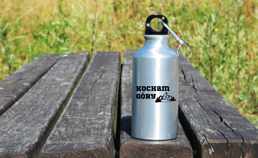 Butelka srebrna 400 ml z nadrukiem „Kocham góry” #7