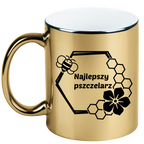 Kubek złoty z nadrukiem „Najlepszy pszczelarz” – pszczelarstwo #10