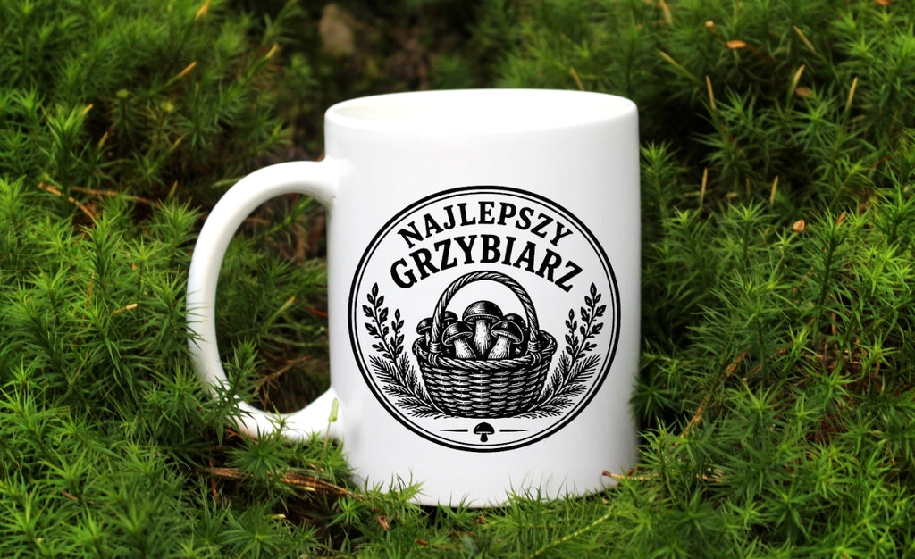 Kubek biały z nadrukiem „Najlepszy Grzybiarz” – grzyby #2
