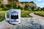 Kubek biały z nadrukiem „Rzuć wszystko, jedź pod namiot” – camping #9