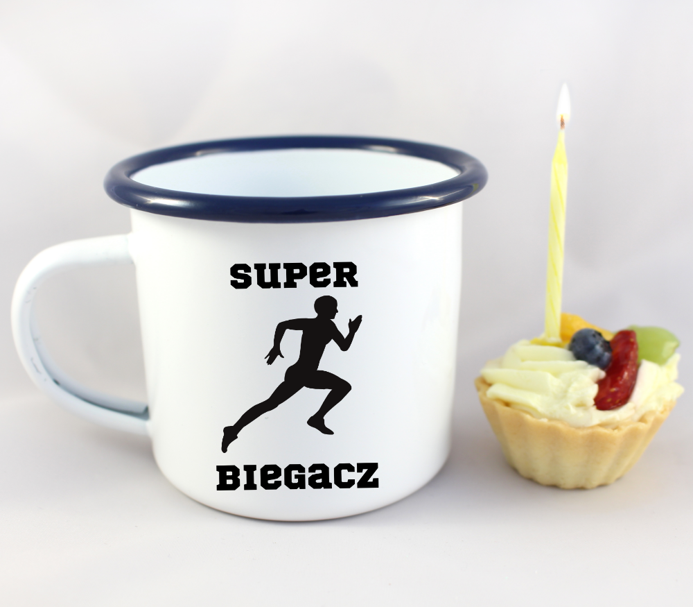 Kubek emaliowany dla biegacza – z nadrukiem "Super Biegacz" – bieganie #7