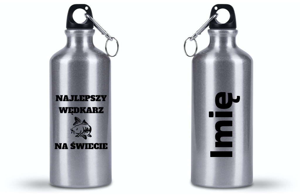 Butelka srebrna 500 ml z nadrukiem "Najlepszy wędkarz na świecie" – wędkarstwo #7