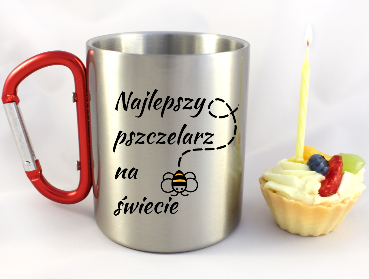 Kubek czerwony karabińczykiem z nadrukiem "Najlepszy pszczelarz na świecie" #5