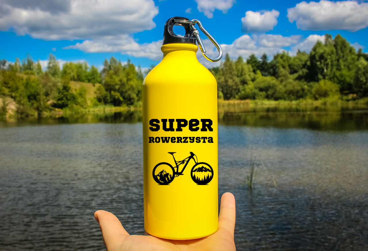 Bidon żółty 600 ml z nadrukiem "Super Rowerzysta" - dla rowerzystki #8