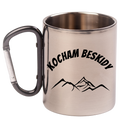 Kubek z czarnym karabińczykiem, nadruk "Kocham Beskidy" - góry #1