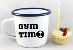 Kubek emaliowany biały z nadrukiem "Gym Time" - siłownia #1