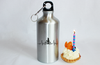 Bidon srebrny 500 ml na rower z grafiką rowerowe EKG - dla rowerzystki #2
