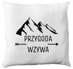 Poduszka z nadrukiem "Przygoda wzywa" - trekking, podróż #1