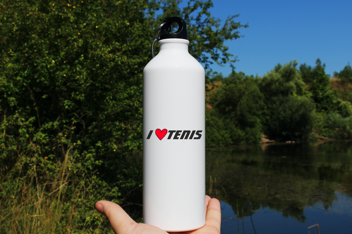 Bidon biały 800 ml z napisem "I LOVE TENIS" #1
