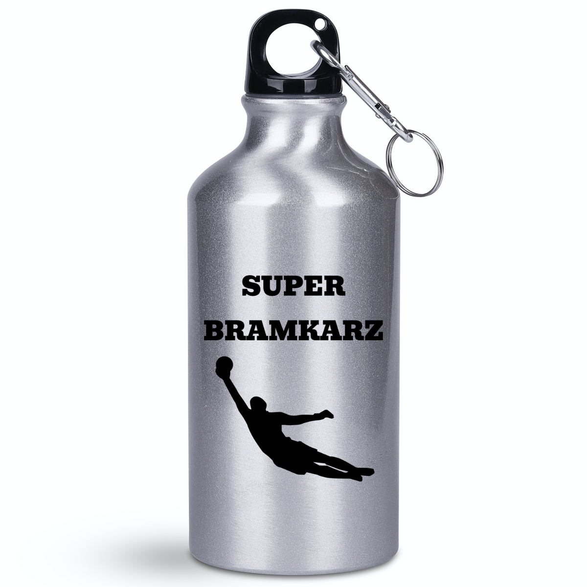 Butelka srebrna 400 ml z napisem "Super Bramkarz" – piłka nożna #14