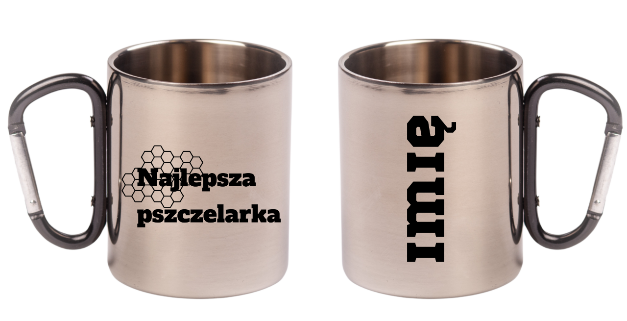 Kubek z czarnym karabińczykiem z nadrukiem "Najlepsza pszczelarka" #3