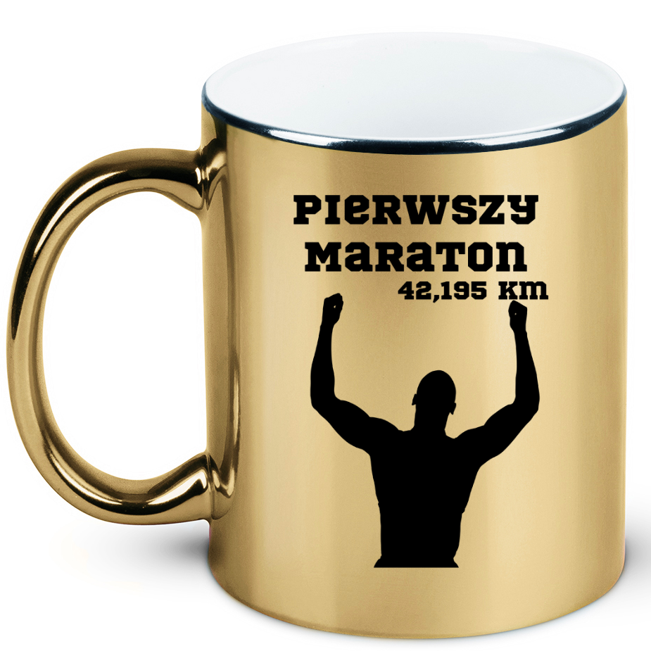 Kubek złoty pamiątka po pierwszym półmaratonie + imię i czas – bieganie #9