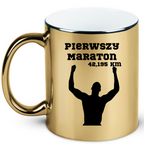 Kubek złoty pamiątka po pierwszym półmaratonie + imię i czas – bieganie #9