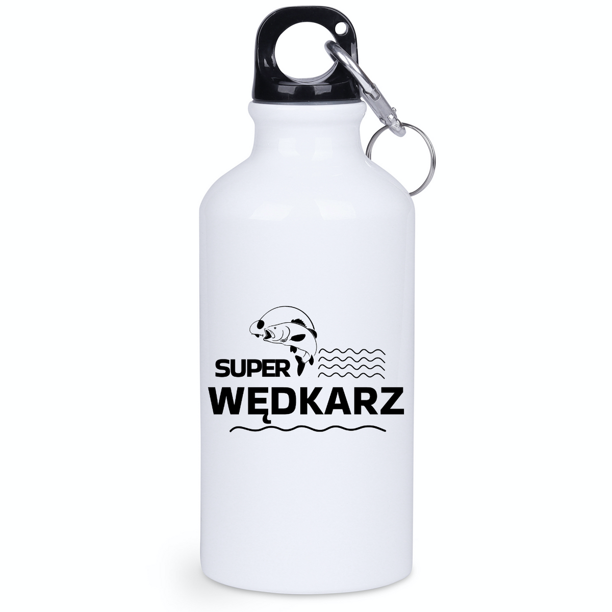 Bidon biały 400 ml z nadrukiem "Super Wędkarz" - na dzień ojca, wędkarstwo #9