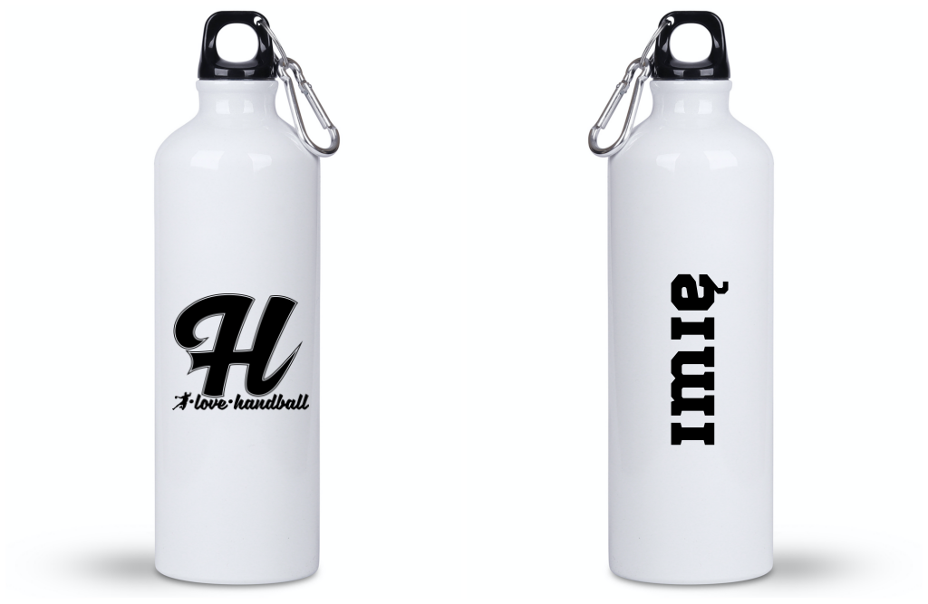 Butelka biała 800 ml z czarną grafiką "H I Love Handball" #7