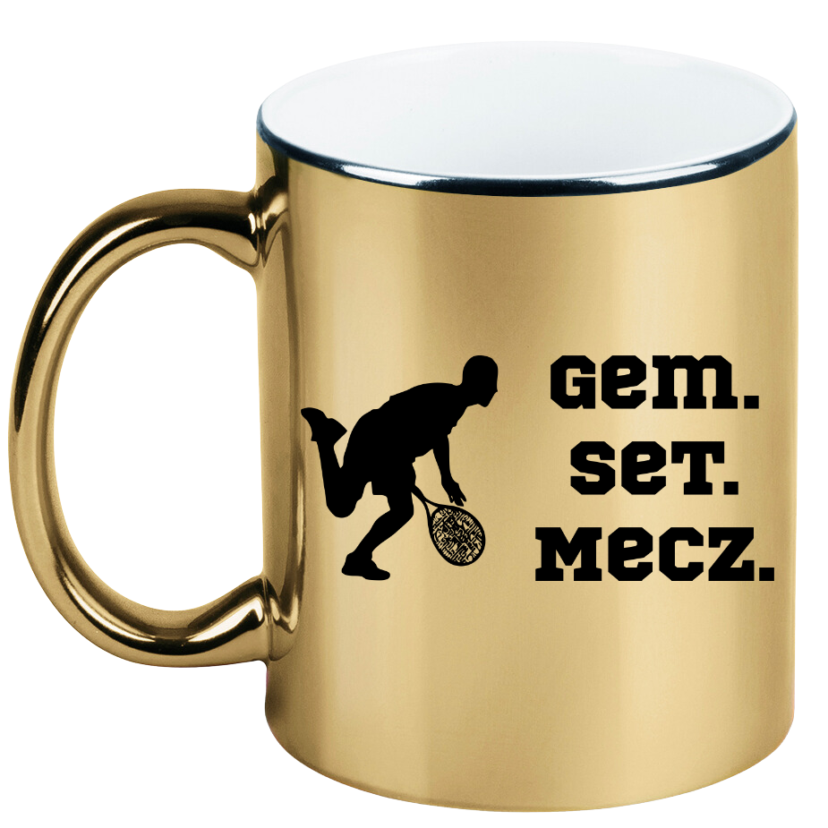 Kubek złoty 330 ml z napisem "GEM SET MECZ" – męski #4