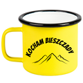 Kubek emaliowany żółty z nadrukiem "Kocham Bieszczady" - góry #2