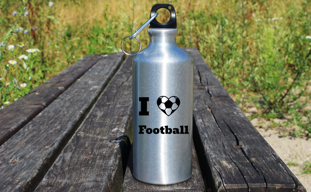 Butelka srebrna 500 ml dla kibica piłki nożnej z napisem "I LOVE FOOTBALL" #10