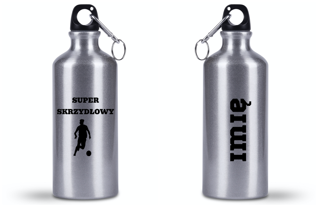 Butelka srebrna 500 ml z napisem "Super Skrzydłowy" – piłka nożna #1