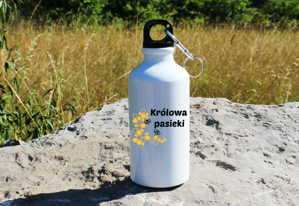 Bidon biały 400 ml z nadrukiem „Królowa pasieki” – pszczelarstwo #9