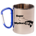 Kubek metalowy 300 ml z niebieskim karabińczykiem i nadrukiem "Super Wędkarz" – wędkarstwo #5