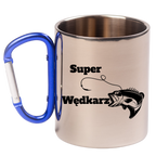 Kubek metalowy 300 ml z niebieskim karabińczykiem i nadrukiem "Super Wędkarz" – wędkarstwo #5