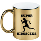 Kubek złoty z nadrukiem „Super Biegaczka” – bieganie #8