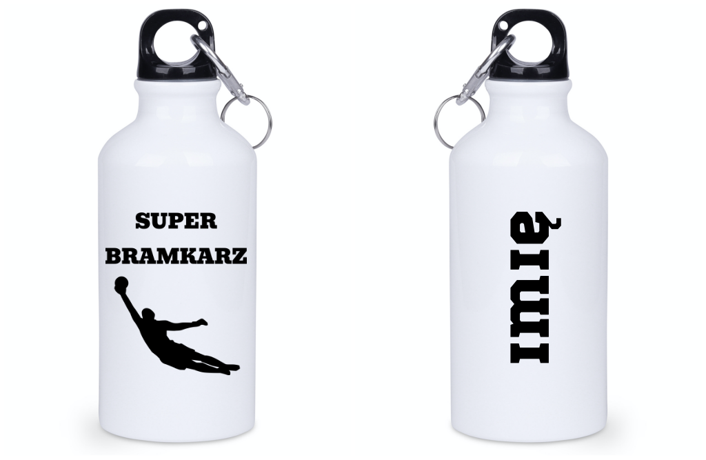 Bidon biały 400 ml z napisem "Super Bramkarz" – piłka nożna #15