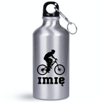 Butelka srebrna 400 ml z grafiką rowerową i imieniem do wyboru – dla rowerzysty #5