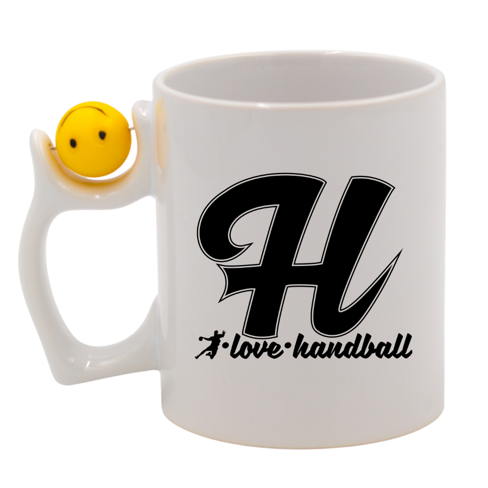 Kubek z piłką, czarną literą "H" i napisem "I LOVE HANDBALL" #4
